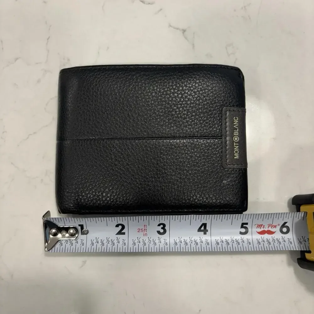Montblanc Bifold Wallet Mens One Size Leather Black Luxury Suede Lining EUC